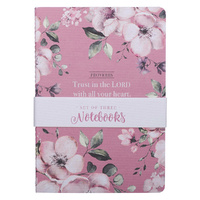 Notebook: Trust in the Lord, Pink/Purple Floral (Proverbs 3:5) (Set Of 3)