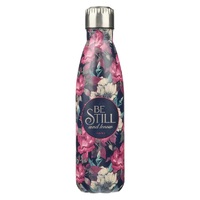 Be Still Vintage Floral Stainless Steel Water Bottle – Psalm 46:10