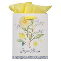 Rejoice Always White Lemon Medium Gift Bag - 1 Thessalonians 5:16