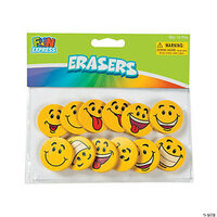 Smile Face Erasers Large: (Pack of 12)