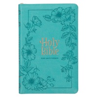 Teal Faux Leather King James Version Deluxe Gift Bible with Thumb Index and Zippered Closure