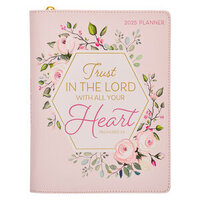 2025 12-month Executive Planner Pink Floral: Trust in The Lord (Proverbs 3:5)